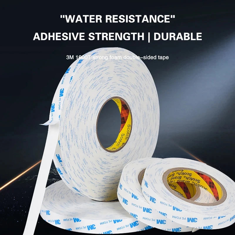 3M 10-50mmx3M Double-Sided Adhesive Strong Non-Trace Foam Tape High Temperature Resistant White Foam Double Sided Adhesive Tape