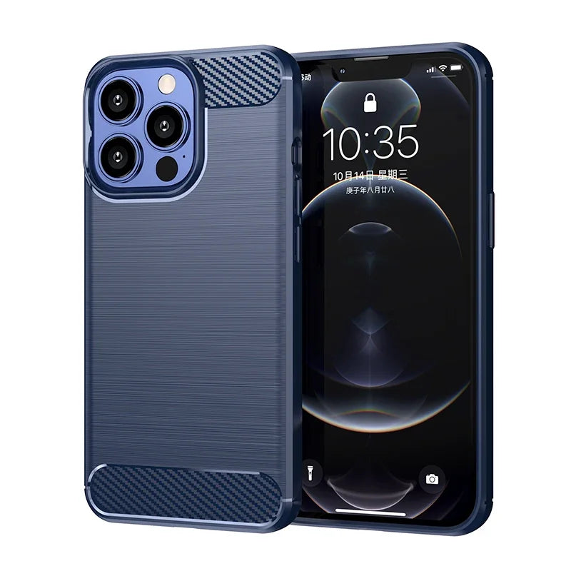 Carbon Fiber Silicone Frosted Case for iPhone 13/13 mini/13 Pro/13 Pro Max Soft Shockproof Anti fingerprint full package Cover