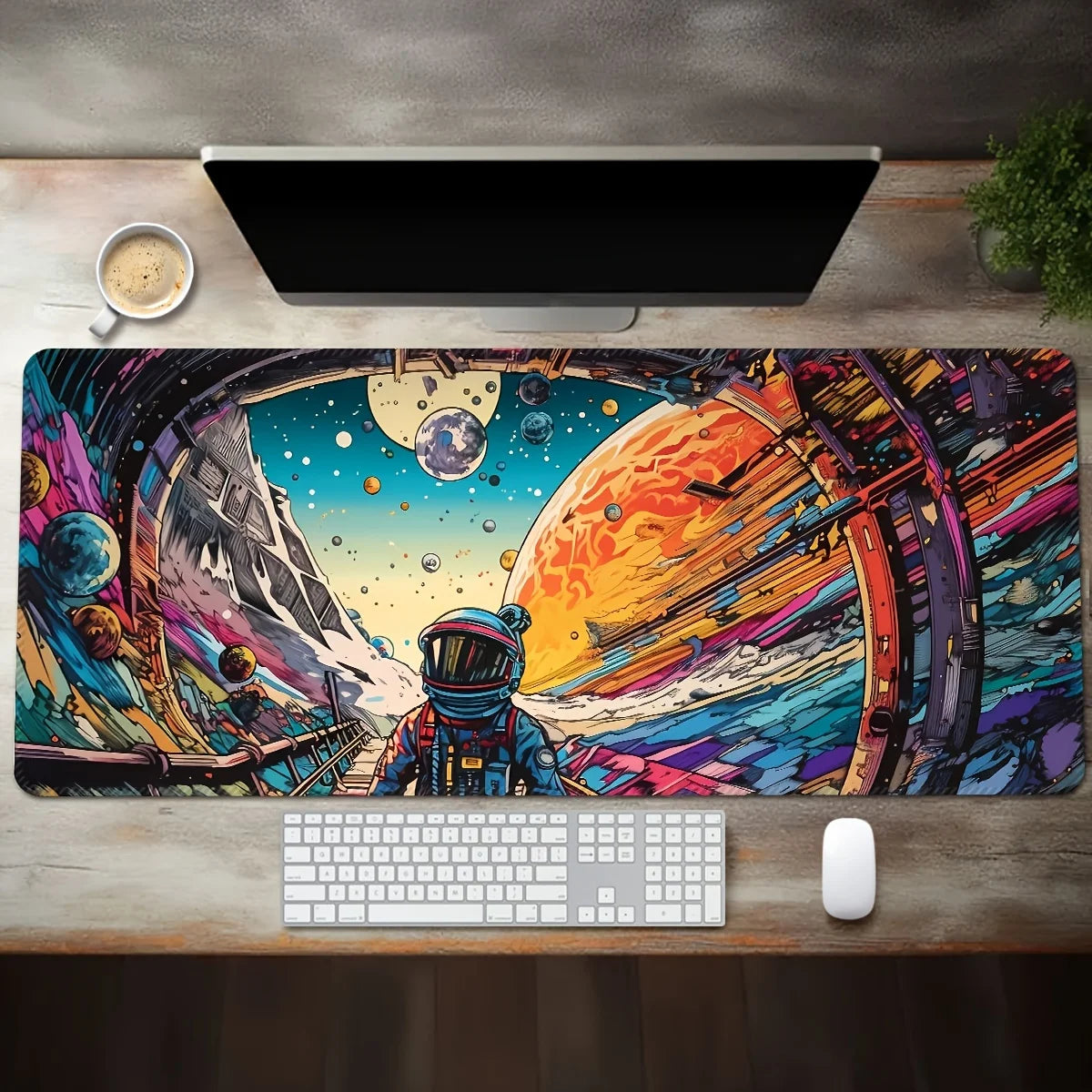 Mouse Mat Space Astronaut Rug Office Accessories Playmat Computer Mat Gaming Setup Pc Gamer Desktops Table Cushion 90x40cm