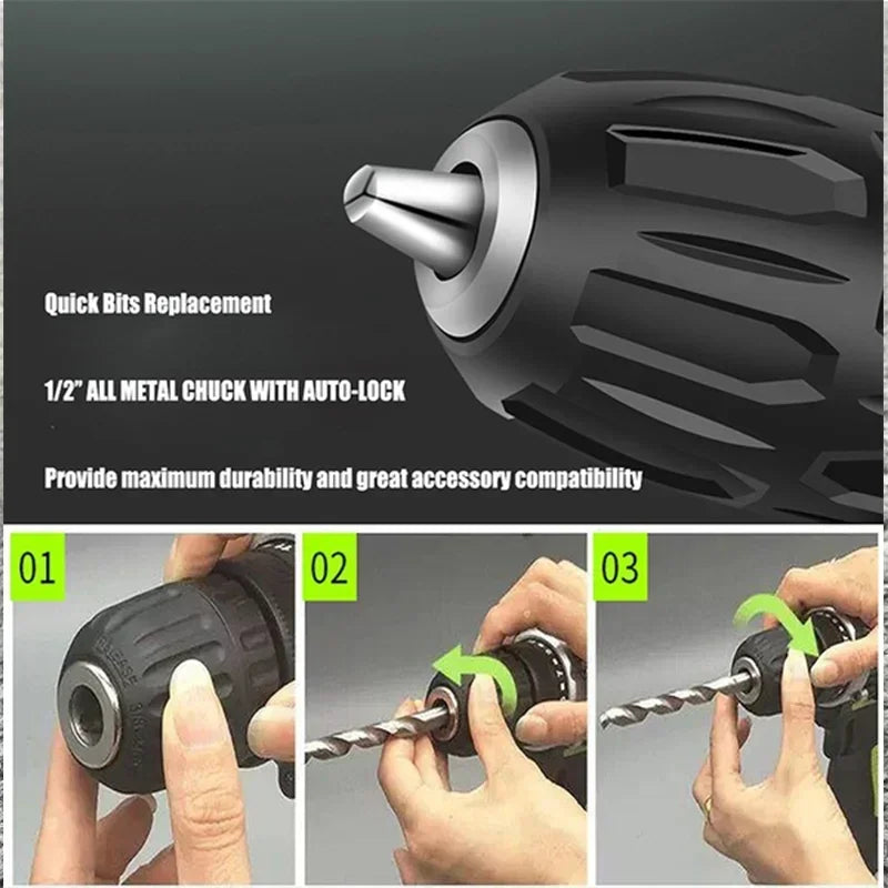 25+3 Torque Battery Impact Screwdriver Cordless Drill Household Power Tool Setting 2 Gear Speed Electric Screwdriver