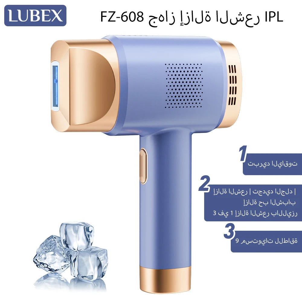 LUBEX FZ-608 IPL Hair Removal Device Sapphire Ice-Cooling Skin Reiuvenation Hair Removal Acne Removal 3-in-1 Mode For MLAY T14