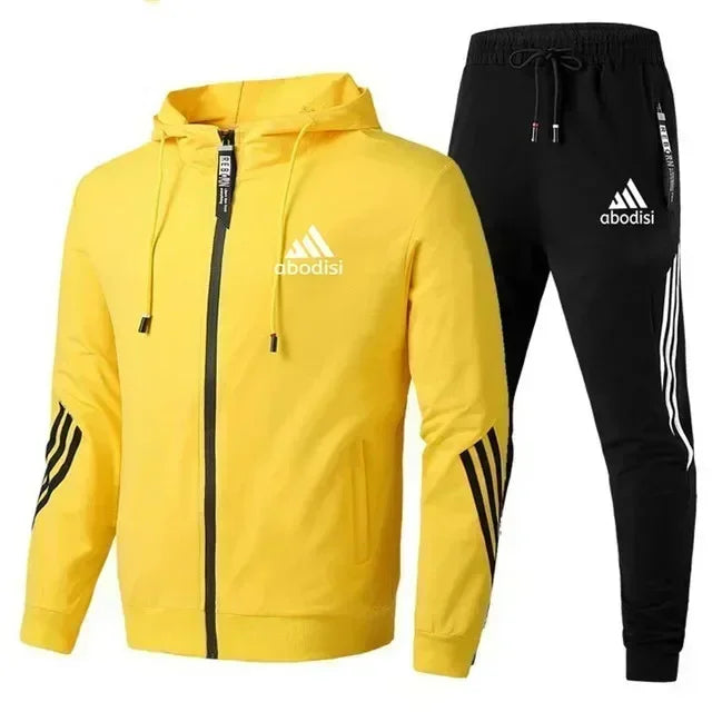 2025 Purchase new fashion sports men's zipper hoodie and casual sweatpants two-piece sweatshirt men's outdoor travel suit set