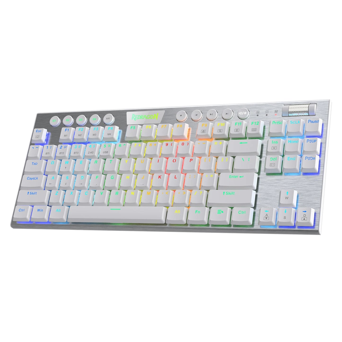 لوحة مفاتيح ميكانيكية Redragon K621 Horus TKL لاسلكية منخفضة الارتفاع بتقنية RGB، سلكية بنسبة 80% فائقة النحافة، مفاتيح حمراء/بنية/زرقاء