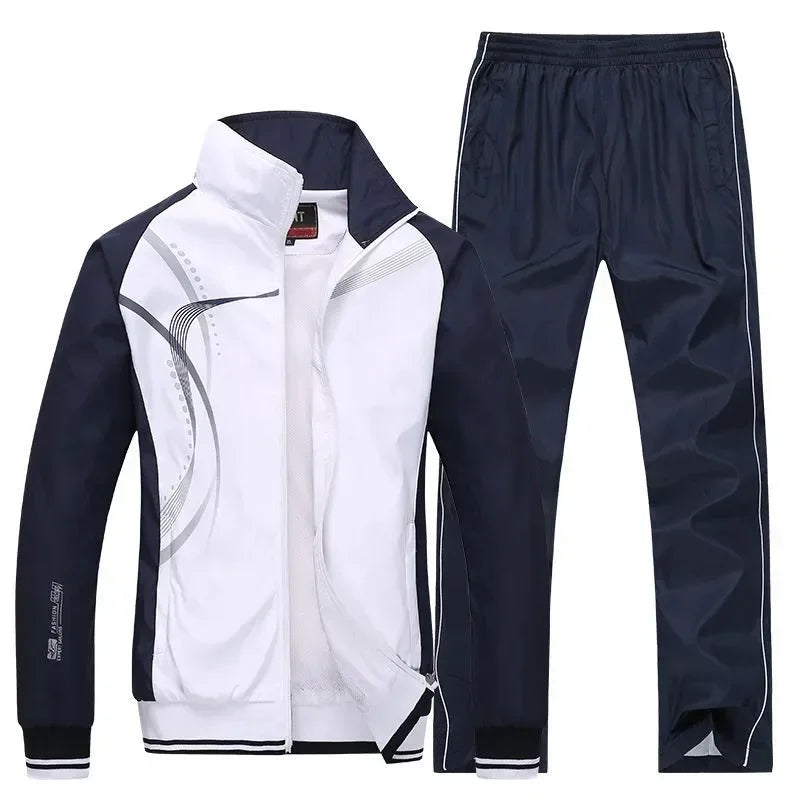 Men Sportswear New Spring Autumn Tracksuit 2 Piece Sets Sports Suit Jacket+Pant Sweatsuit Male Fashion Print Clothing Size L-5XL