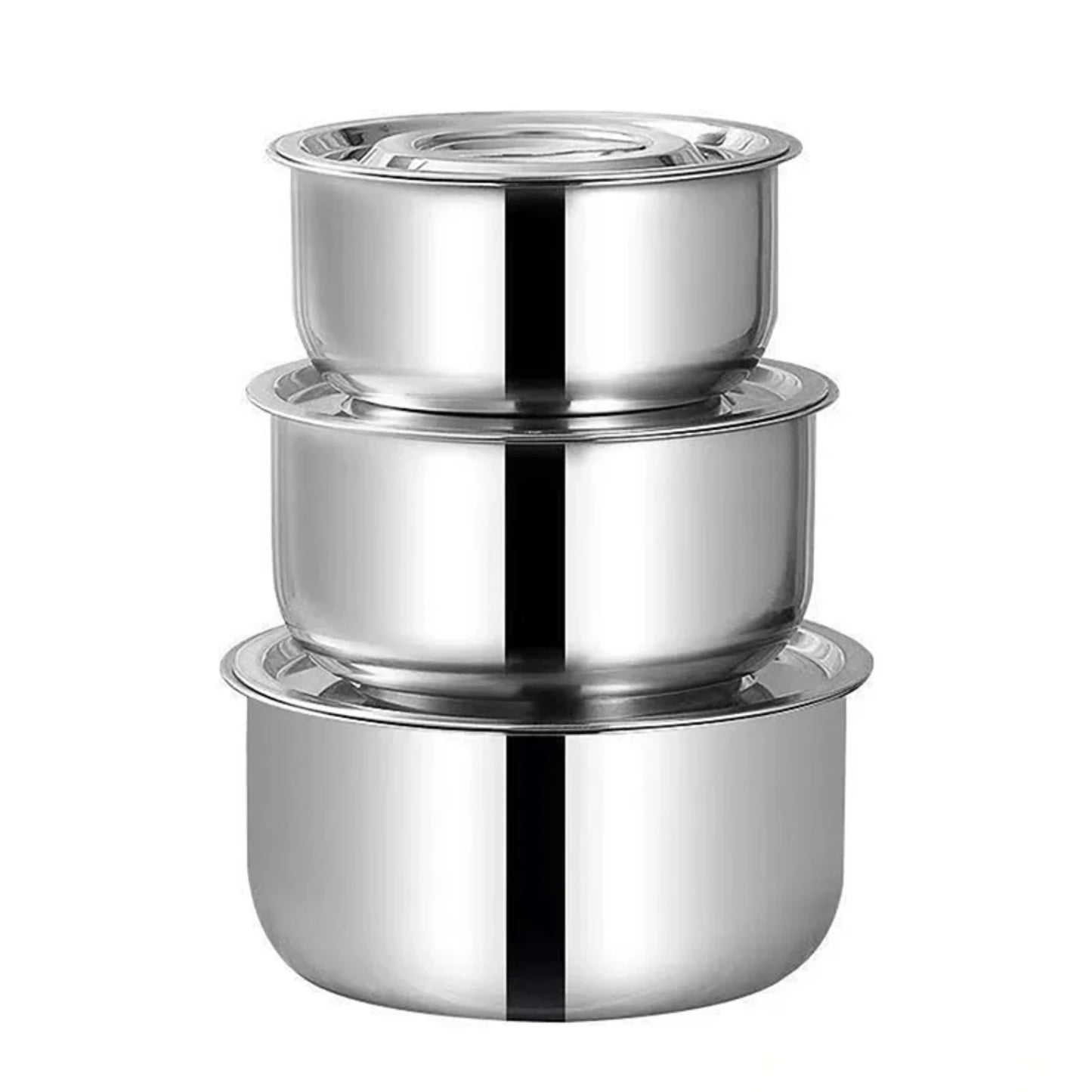 Stainless Steel Kitchenware Set - 3pcs Soup Pot Stock Pot with Lid, High-quality Cookware for Stew Cooking, Essential Kitchen Ac