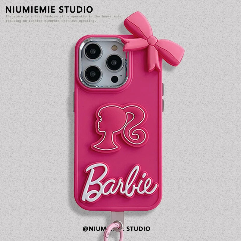 New Barbie 3D Siliconecase Cell Phone Cases for IPhone 16 15 14Pro Max Women Fashion All Inclusive Protective Cover Gift