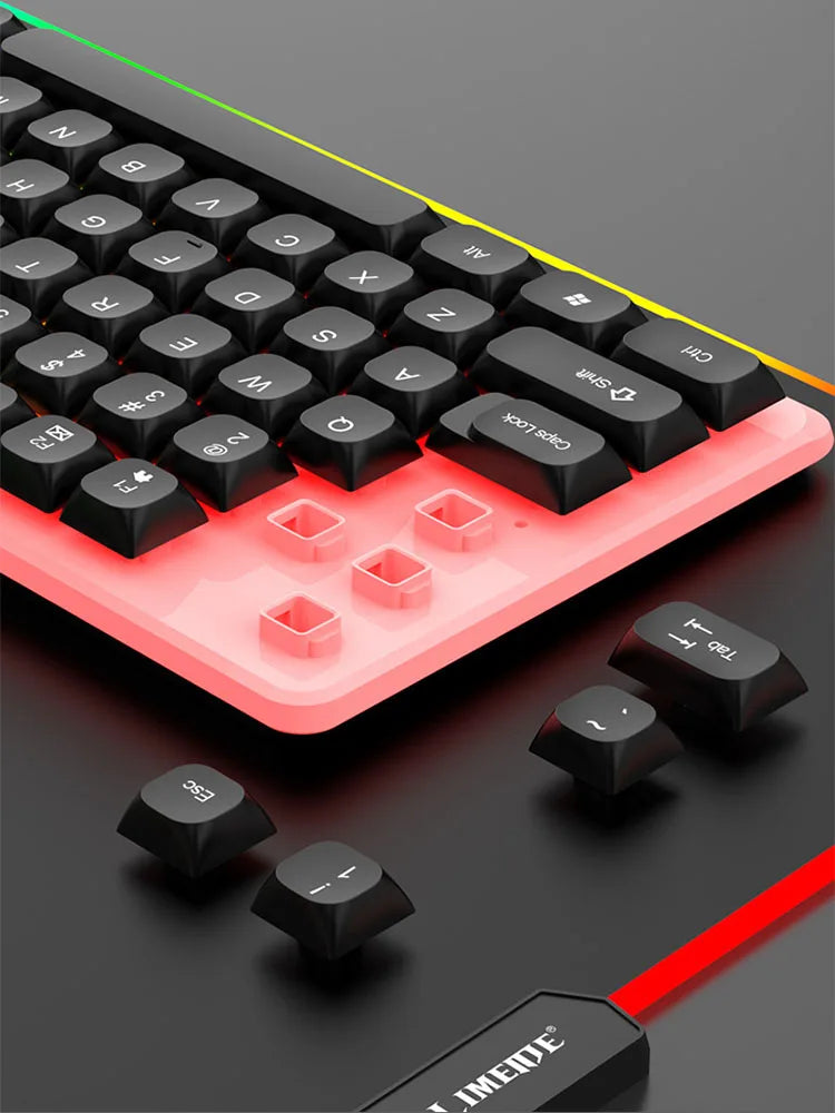 New Illuminated Gaming Keyboard Mouse 2024 USB Mechanical Feel Wired Spherical Keycap Cover With Multiple Color Options