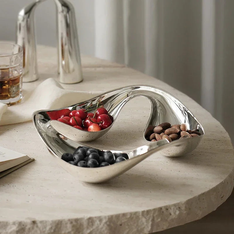 Snack Dessert Disc Serveware Dish Stainless Fruit Candy Tray Plate Home Table Decoration Dim Sum Dried Serving Bowl