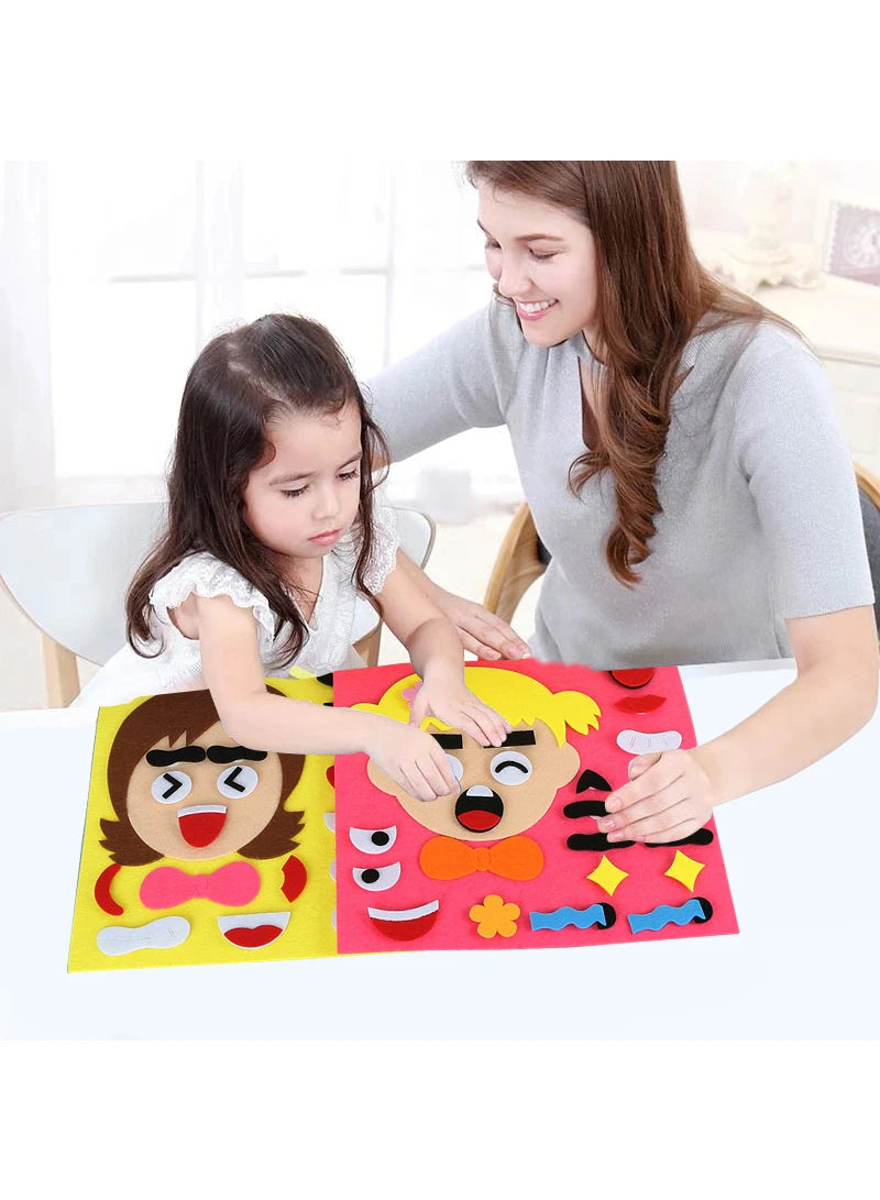 Puzzles Parents and Kids Emoticon DIY Assembling Hangable Puzzles Children Recognition Training Educational Toys