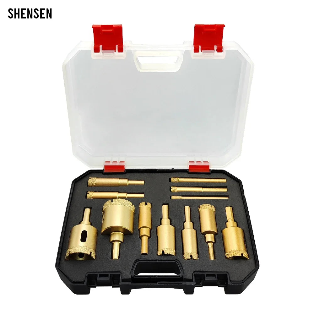 12Pcs 6-35mm  Coated Drill Bits Set  Kit Hand Tools  Glass Marble  Tile Ceramic Pocket jig Proxxon Bolt extractor Router bit Bit