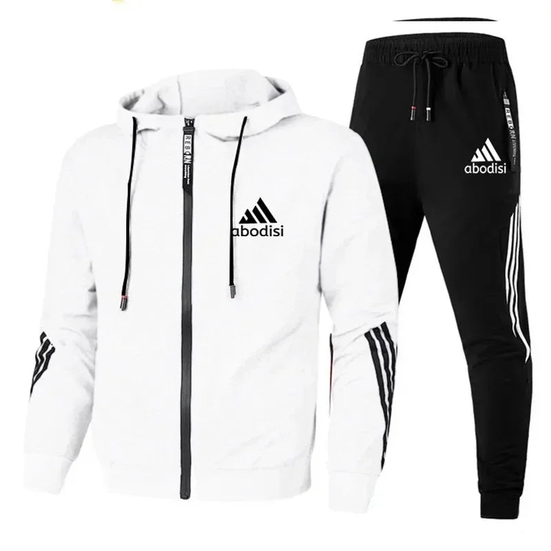 2025 Purchase new fashion sports men's zipper hoodie and casual sweatpants two-piece sweatshirt men's outdoor travel suit set