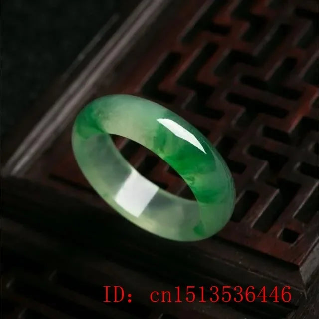 Natural Green Hetian Jade Floating Flower Ring Chinese Jadeite Amulet Fashion Charm Jewelry Hand Carved Crafts Gifts Women Men