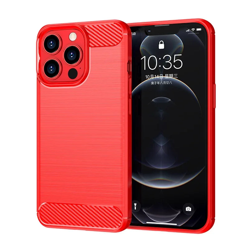 Carbon Fiber Silicone Frosted Case for iPhone 13/13 mini/13 Pro/13 Pro Max Soft Shockproof Anti fingerprint full package Cover