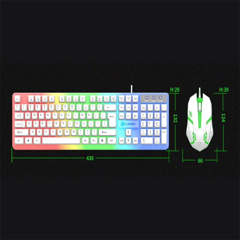 New Illuminated Gaming Keyboard Mouse 2024 USB Mechanical Feel Wired Spherical Keycap Cover With Multiple Color Options