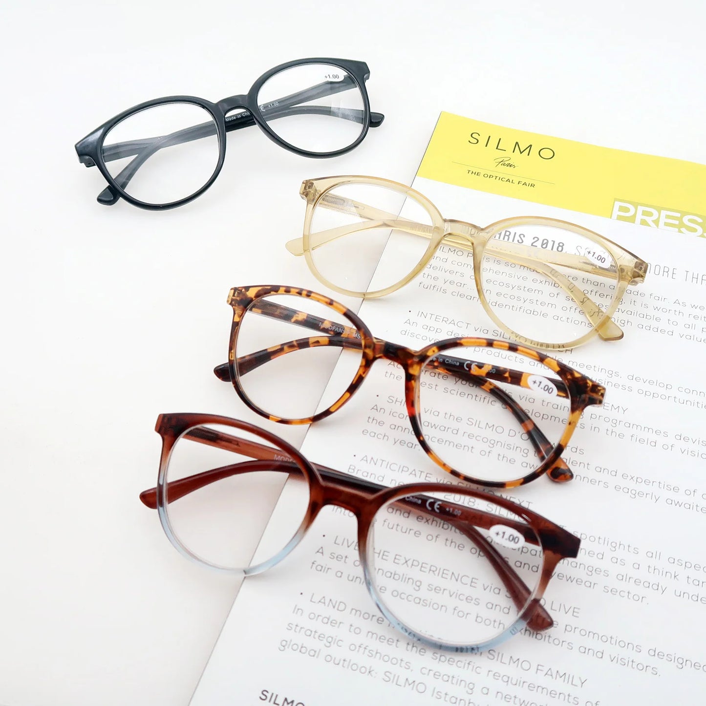 MODFANS Oversized vision Reading Glasses For Women and men,Classic Round Readers Frame with Spring Hinge, +0.5 ~ +4.0