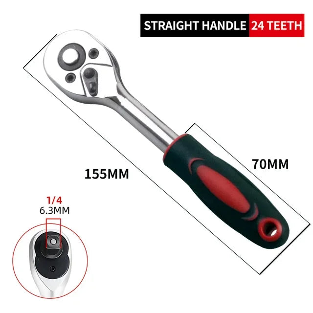 1/4  3/8 Inch Ratchet Wrench 24 Tooth Drive Ratchet Socket Wrench Tool Multi-funtion DIY Hand Tool Ratchet Handle Wrench Taiwan