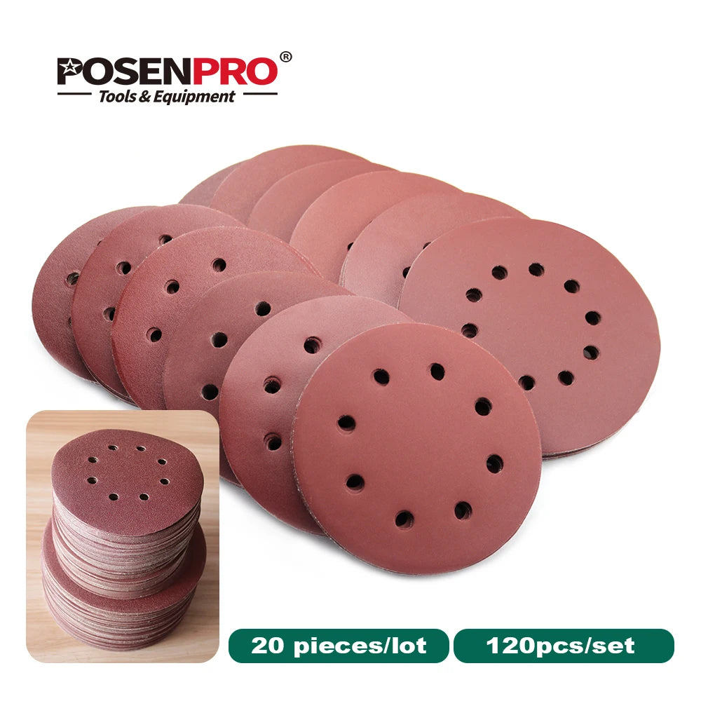 POSENPRO Sandpaper 180/225mm holes Sanding paper grits 180mm Electric Drywall Sander Polisher Aluminium Oxide Hook Loop