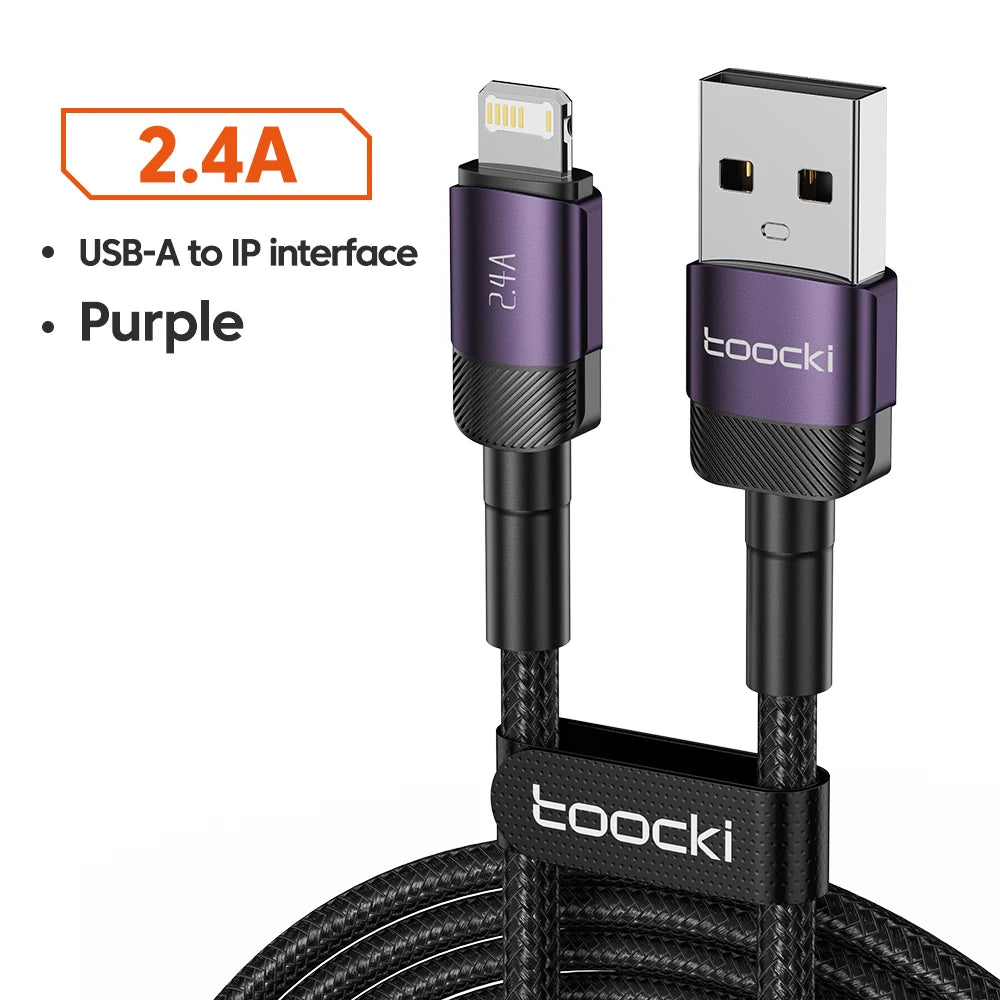 Toocki USB Cable For iPhone 14 13 12 Pro Max X XS XR 8 7 Plus iPad Fast Charging Charger USB To iP Cable For iPhone Data Cord