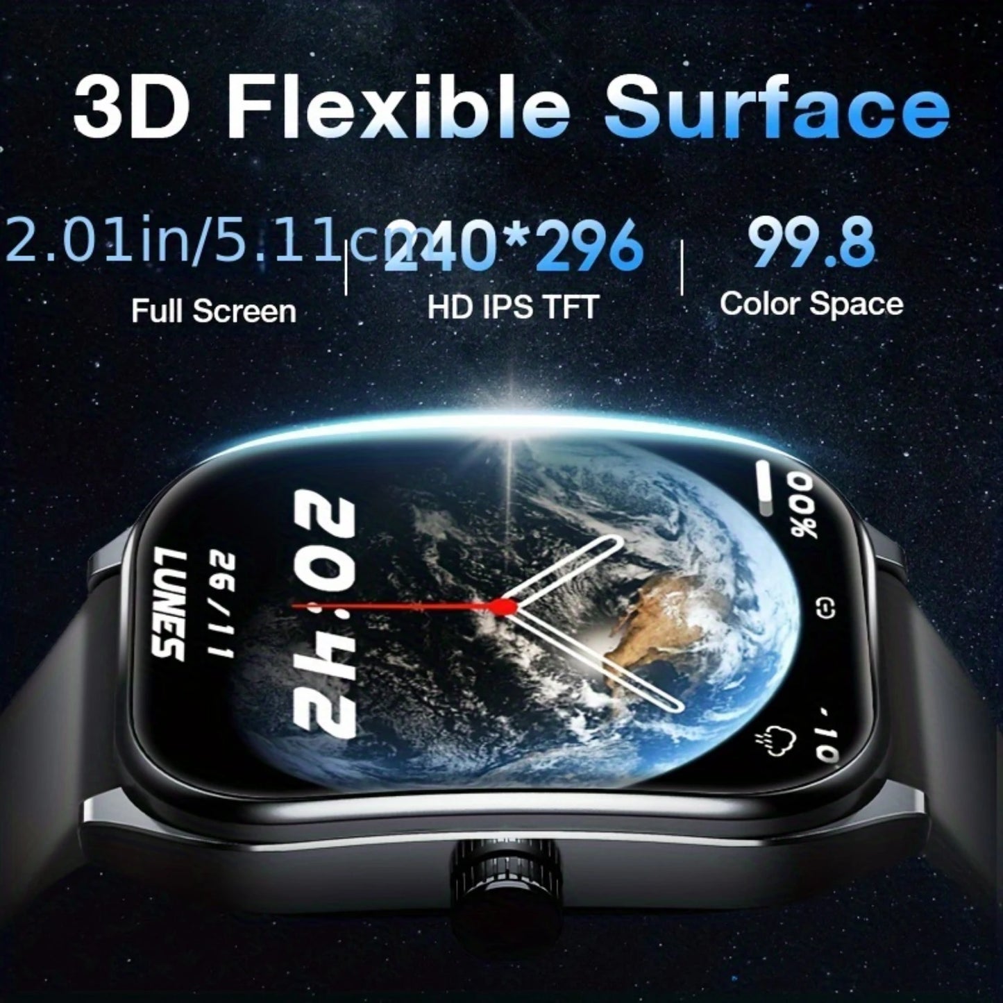 2.01-inch Screen Curved Screen Smart Watch Perfectly Fits The Wrist Curve Wireless 5.3 HD Calls 100+ Sports Modes Outdoor Sports