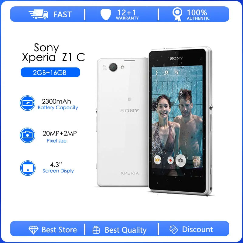 هاتف Sony Xperia Z1 Compact مجدد - أصلي D5503 مفتوح 3G/4G Android رباعي النواة 2GB RAM 4.3 20.7MP WIFI GPS 16GB