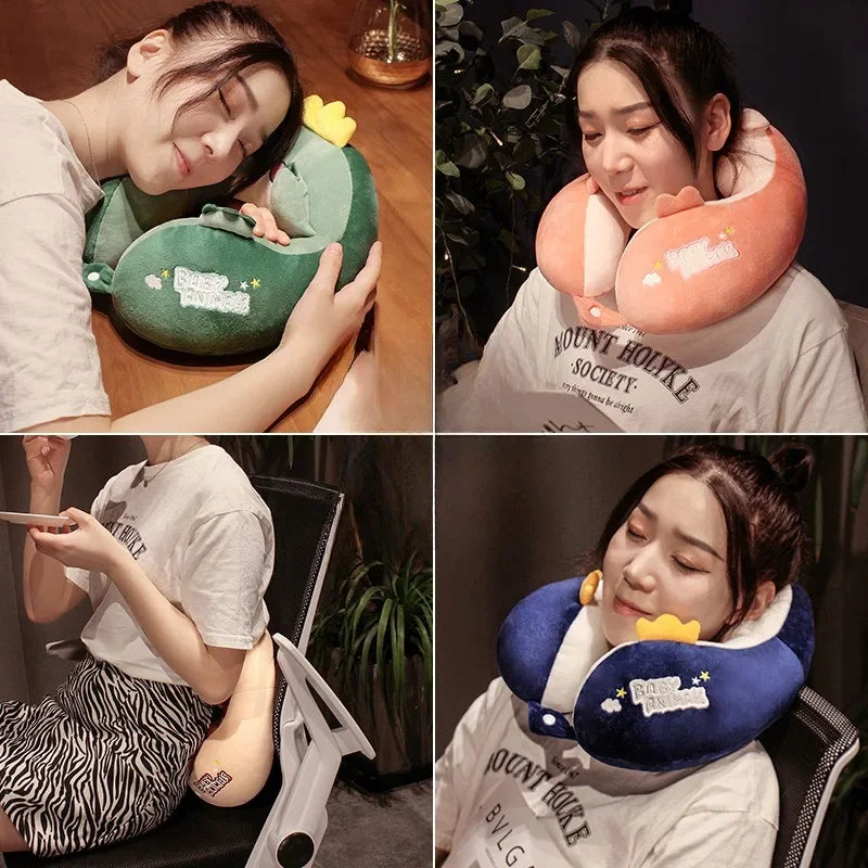 Travel Neck Pillow Cartoon Travel Neck Cushion Undeformable U-Shaped Travel Pillow Portable Airplanes Pillow for Kids Gift Txt