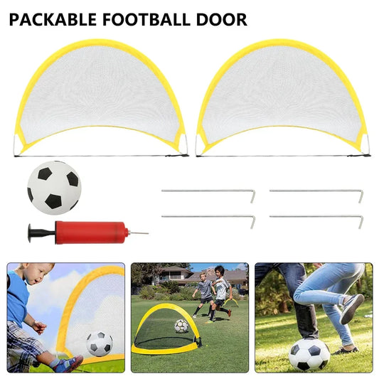 2Pcs Folding Football Goal Net Portable Soccer Training Goal Net Tent Kids Indoor Outdoor Play Toys Soccer Ball Practice Gate