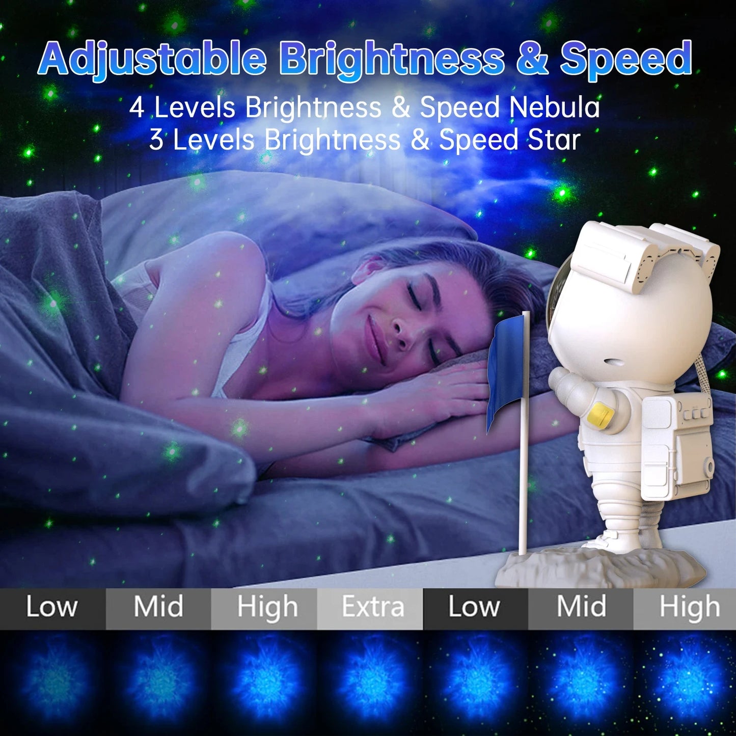 Astronaut Projector with Bluetooth Music Speaker App Control Timer Nebula Star Space Projector Night Light   Gift Small lamp Dad