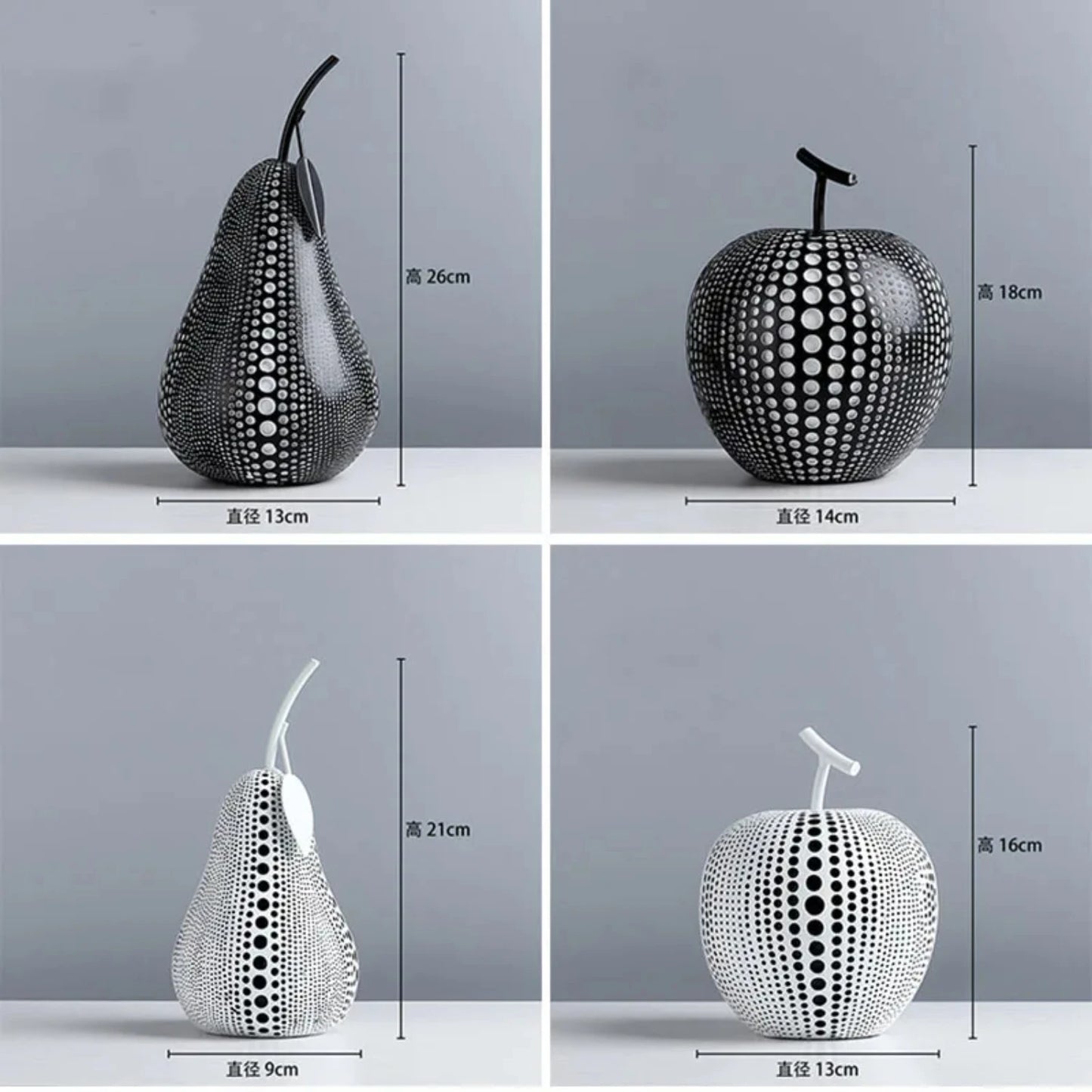 Fruit Abstract Statue Ornaments Simple Room Decor White Black  Pear Resin Figurine Desk Adornment Home Decoration Modern