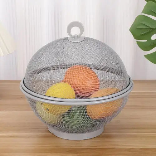 Iron Basket Anti-Mosquito Mesh Fruit Vegetable Basket Kitchen Drain Basket Vegetables Fruit Holder Portable Outdoor Picnic Use