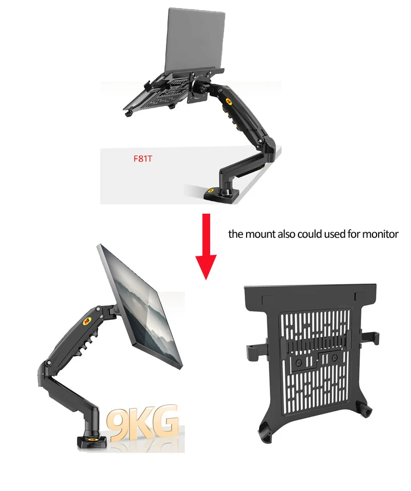 2 in 1 NB NEW F80 + FP-2 for 17-30" Monitor + 10"-17" laptop desktop Holder notebook computer mount stand laptop clamp