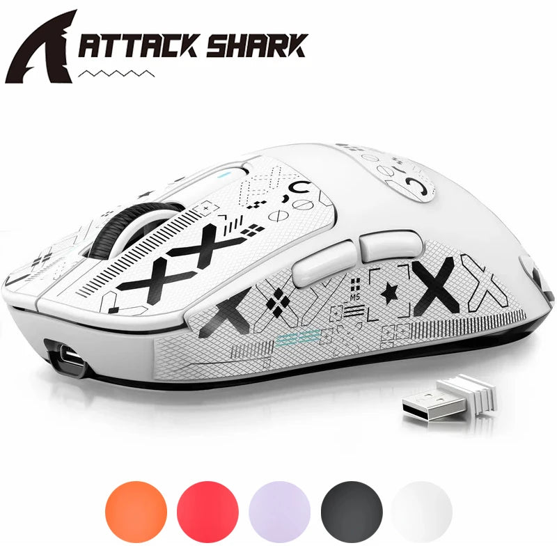 ماوس ألعاب لاسلكي ATTACK SHARK X3 خفيف الوزن PAW3395 بدقة 26000 نقطة في البوصة، ثلاثي الوضع 2.4 جيجاهرتز/سلكي/بلوتوث، مناسب لأنظمة Windows/Xbox/PS/Mac