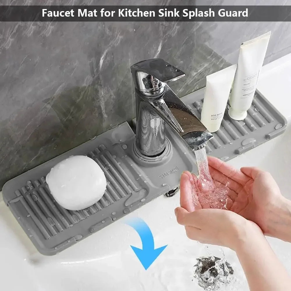 Faucet Mat for Kitchen Sink Silicone Draining Mat Fast Drying Stone Sink Tray Kitchen Accessories for Countertop Drain Rack Mat