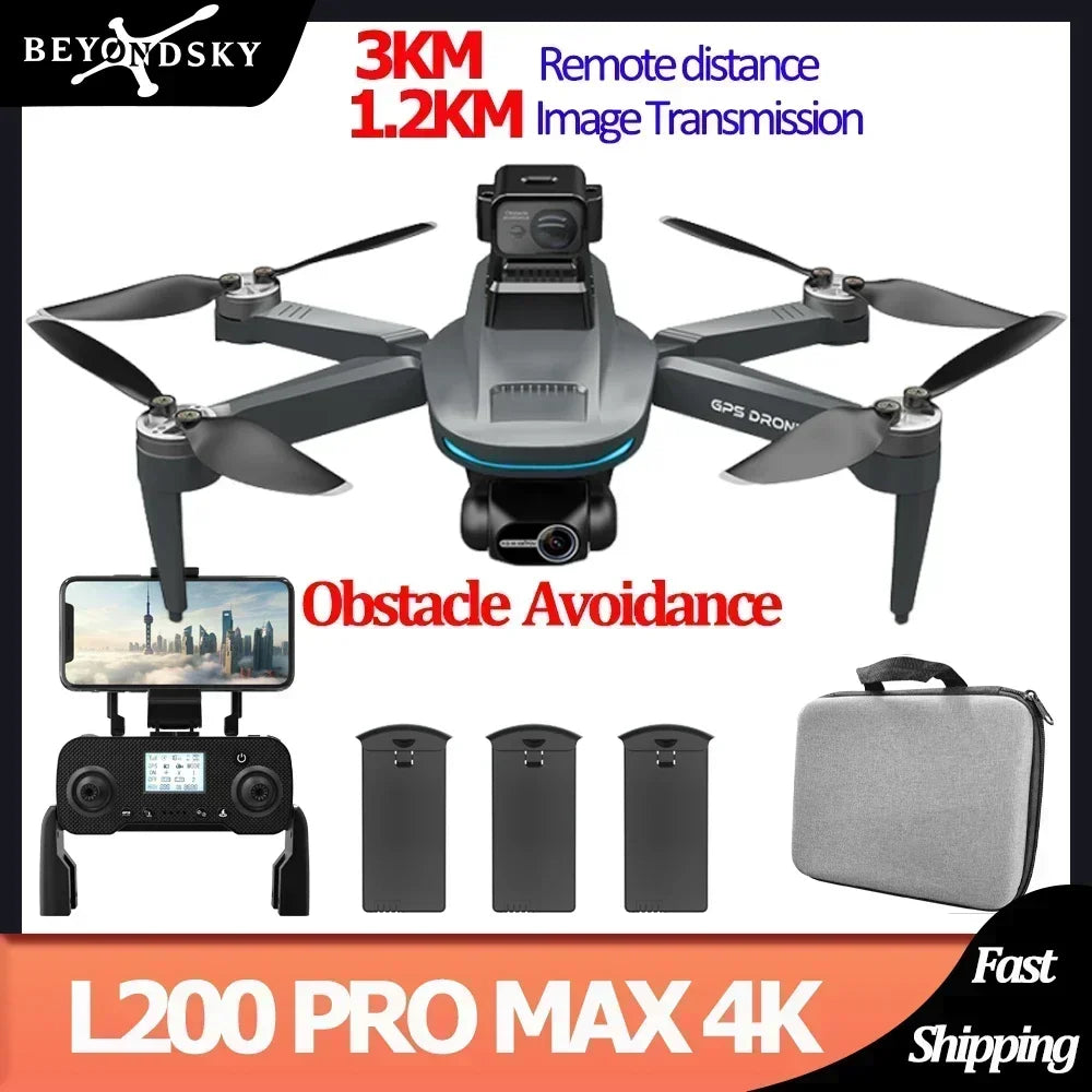 L200 PRO MAX GPS Drone With 4K Camera 2-Axis Gimbal Obstacle Avoidance Brushless RC Quadcopter 5G WIFI FPV 3KM Helicopter RC Toy