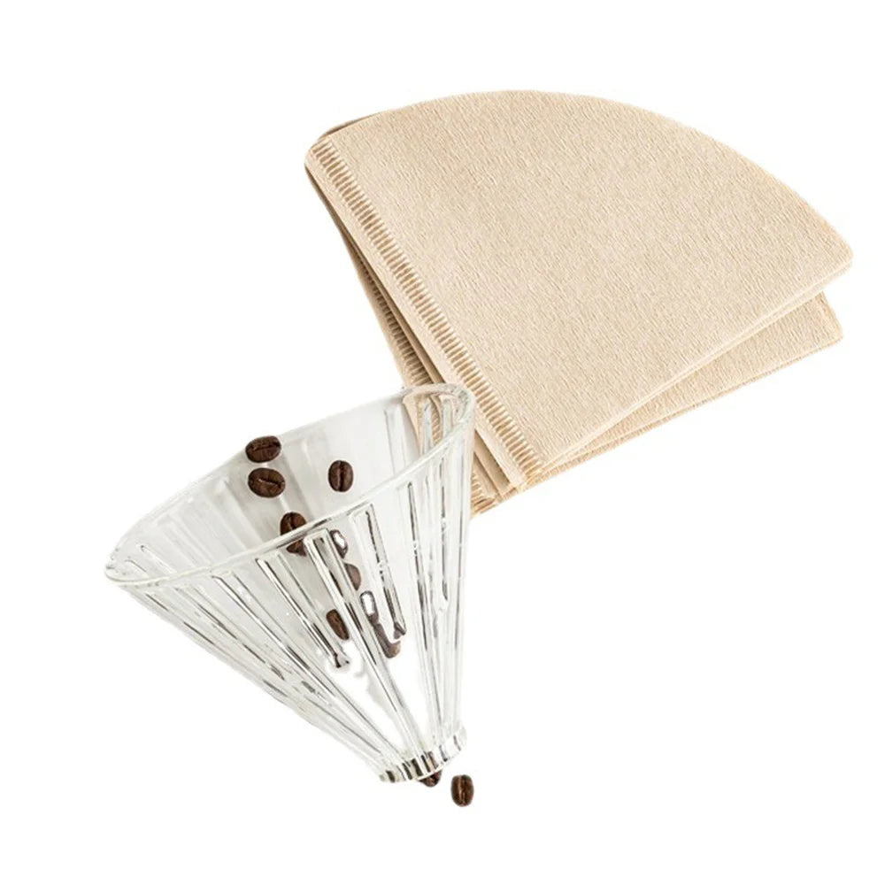 100pcs Coffee Filter Paper V-Shaped Wood Pulp Drip Paper Cone Coffee Strainer Bag Espresso Tea Infuser Accessories