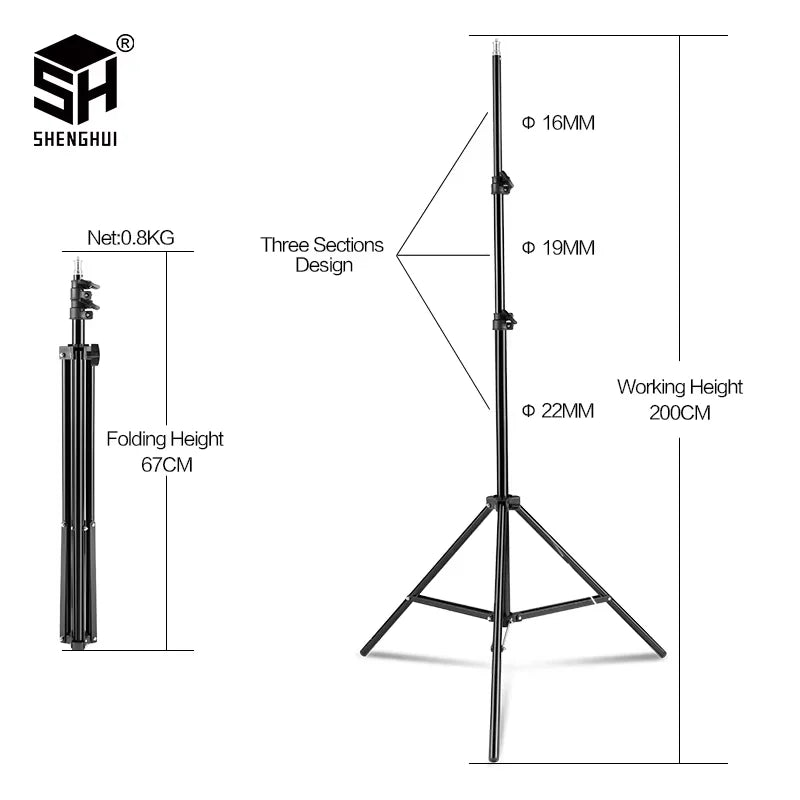 200CM Mobile Phone Live Support Photo Tripod Multi-Functional Video Recording Selfie Landing Tripod