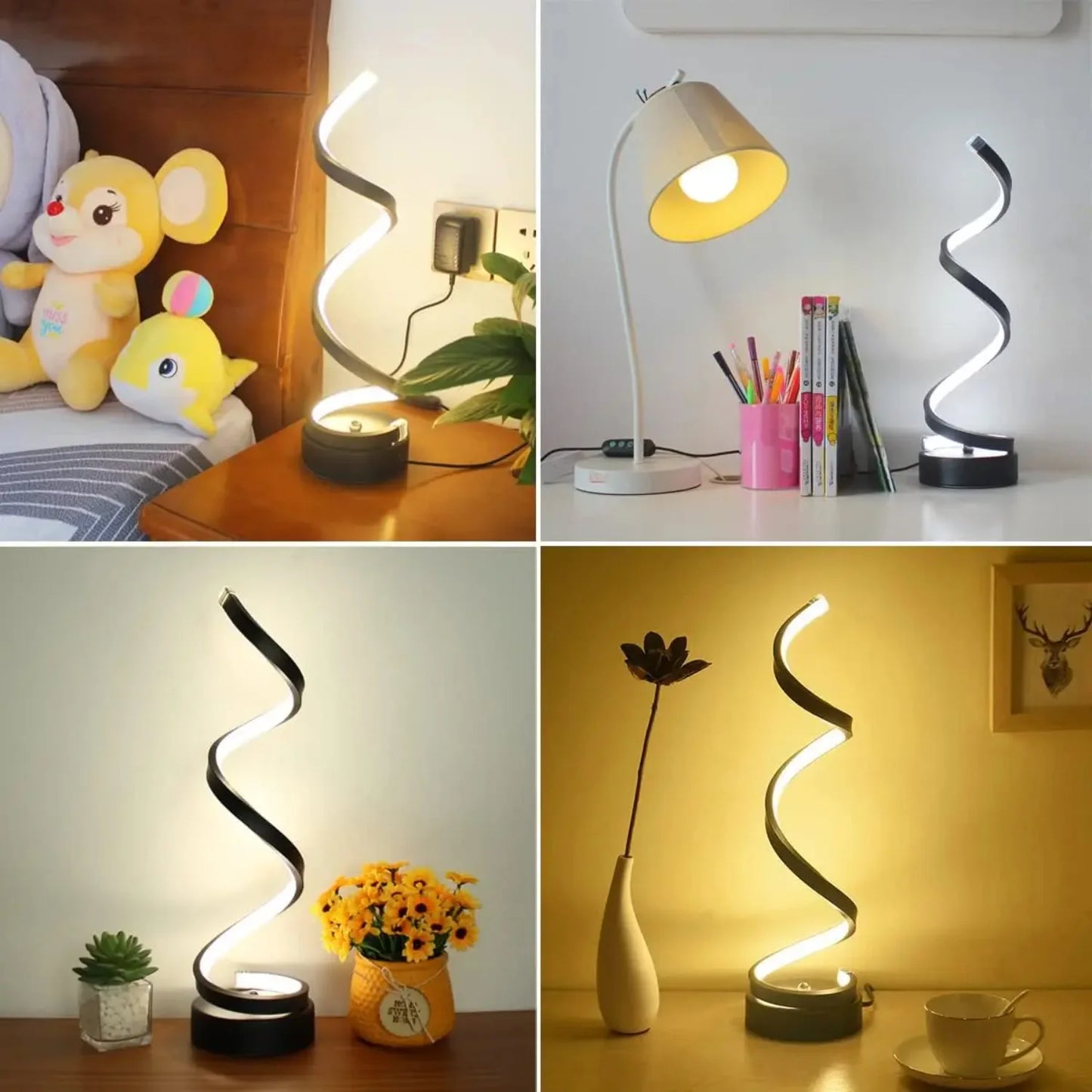 Table Lamps  Living Room,Modern Spiral Dimmable LED Table Lamp, Small Bedside Lamps, Nightstand Lamp  Bedroom Office Anime light