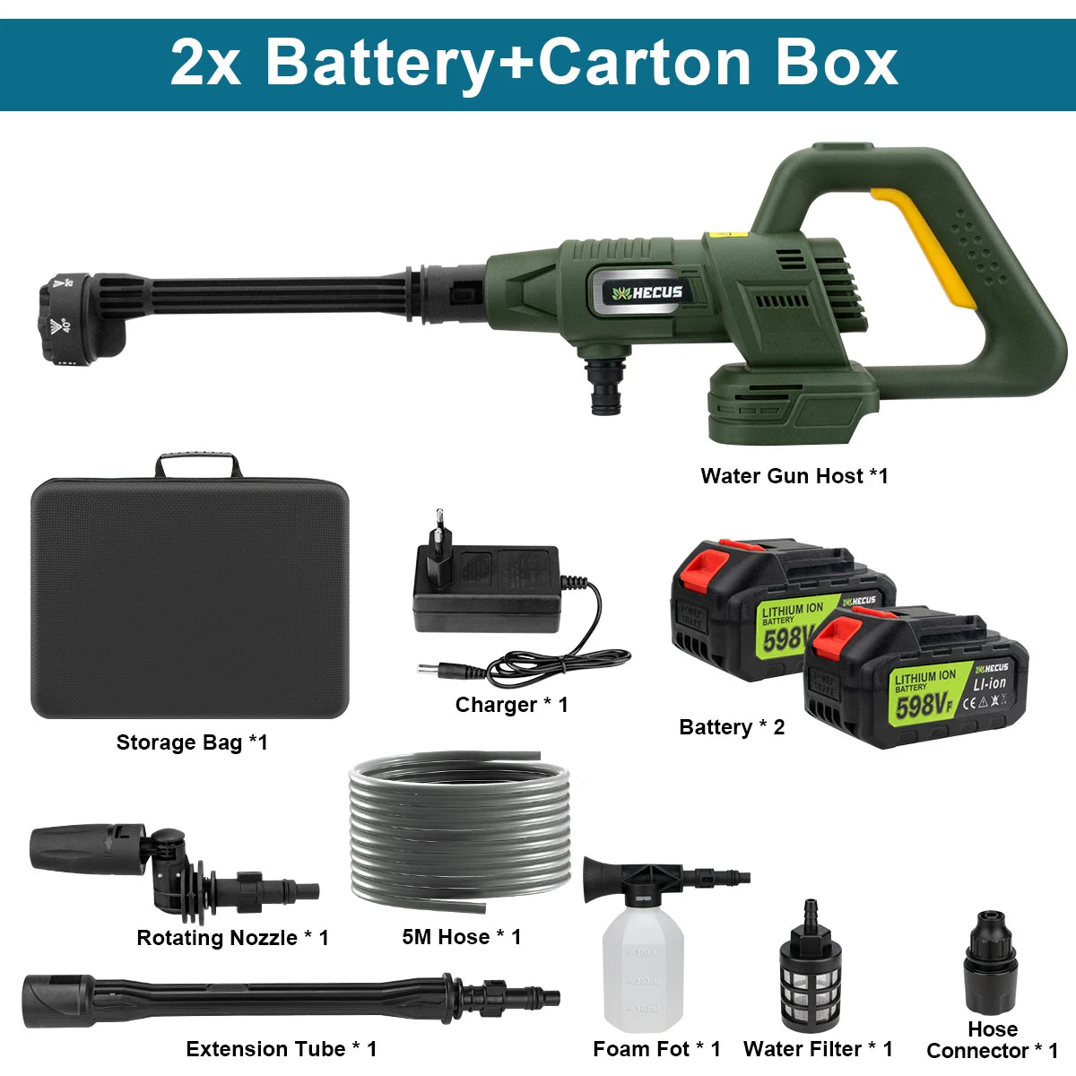 200Bar 3 Gears Digital Display Brushless Electric High Pressure Washer 6 IN 1 Car Washing Gun Water Gun for Makita 18V Battery