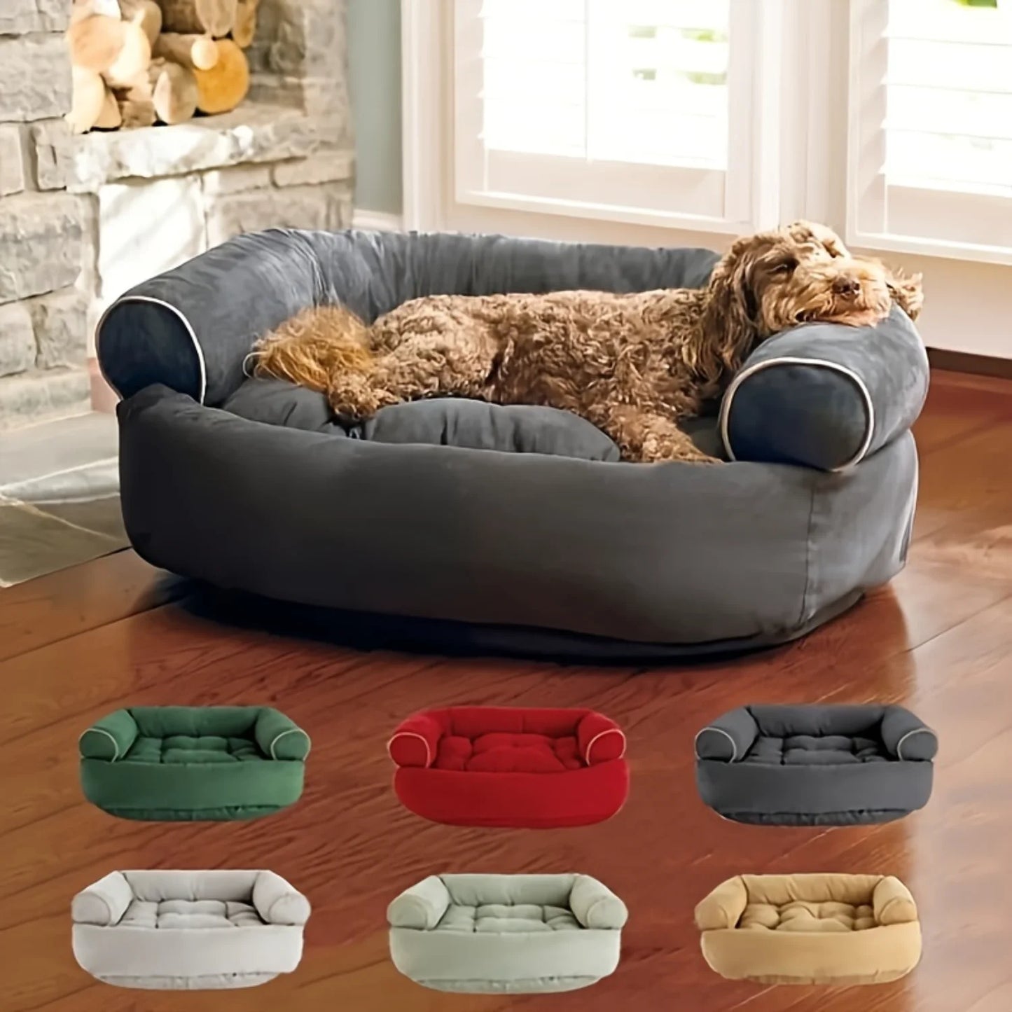 Cozy Small Medium Pet Sofa Bed Soft Suede Non-Slip Washable Cotton-Filled Deep Sleep Dogs Perfect Pet Supplies Comfortable Rest