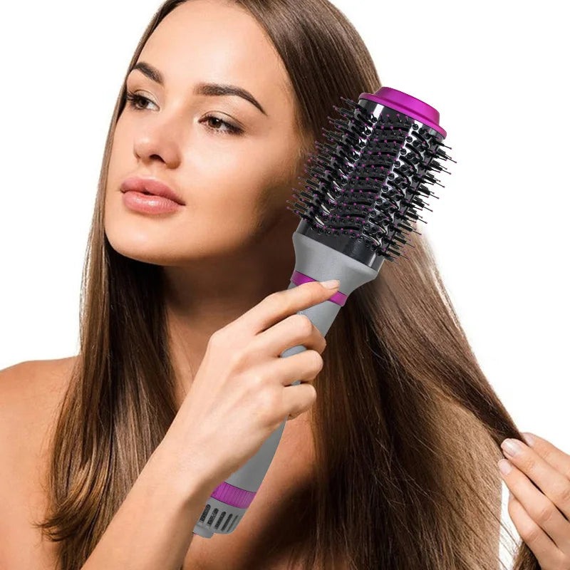 Hot Air Brush Multifunctional Hair Dryer Hair Straightener Curler Comb Replaceable Hair Salon Hair Styler Curler Hair Brush