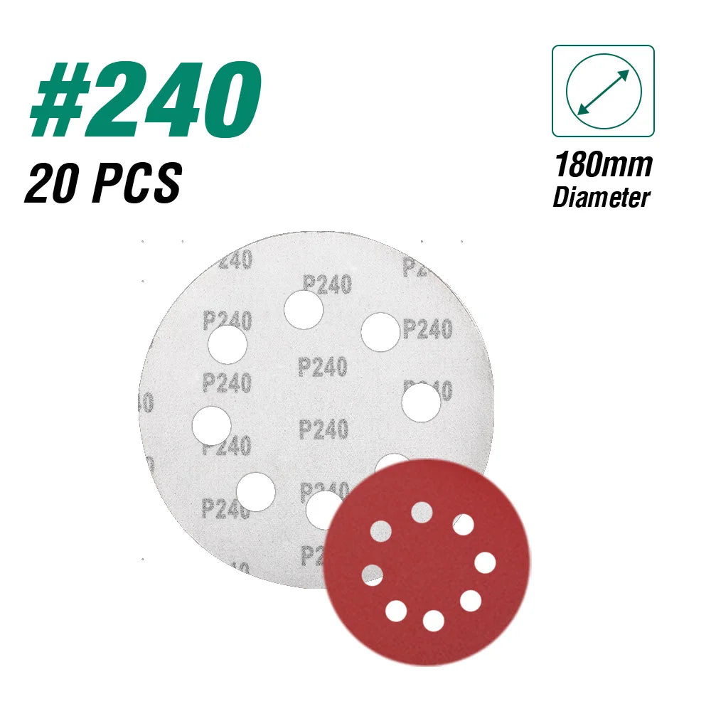 POSENPRO Sandpaper 180/225mm holes Sanding paper grits 180mm Electric Drywall Sander Polisher Aluminium Oxide Hook Loop