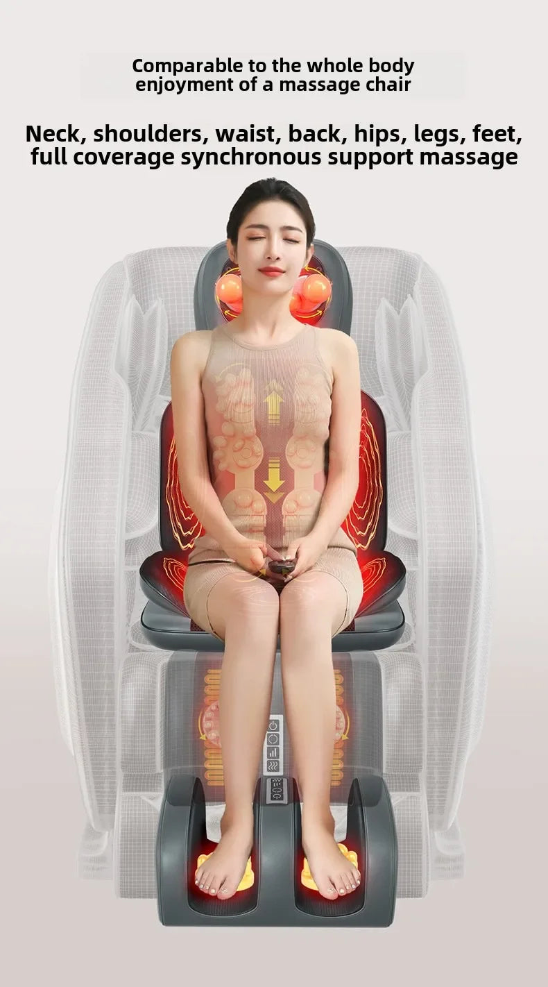 5 in 1 Folding Chair Type Massager Massage Chair Power Full Body Massager Neck Shoulder Rolling Pad Waist Back Cervical Spine Cu