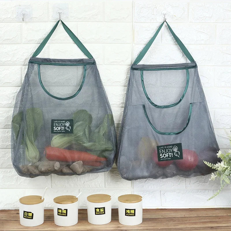 Mesh Bag Storage Baskets Reusable Grocery Net Plastic Bags For Food Fruit Vegetables Kitchen Organizer Accessories Item