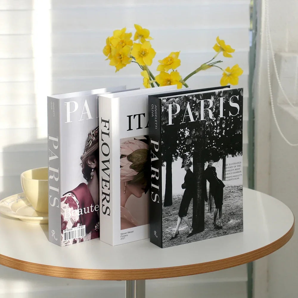 3Pcs Fashion Fake Books Living Room Decoration Designer Books Coffee Table Ornaments Club Hotel Room Villa Prop Books Decoration