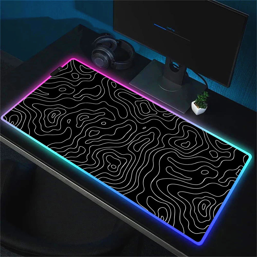 Strata Liquid Abstract Art RGB Mouse Pad LED Gaming Setup Accessories Mousepad XXL Desk Mat Locking Edge Mouse Pads Keyboard Mat