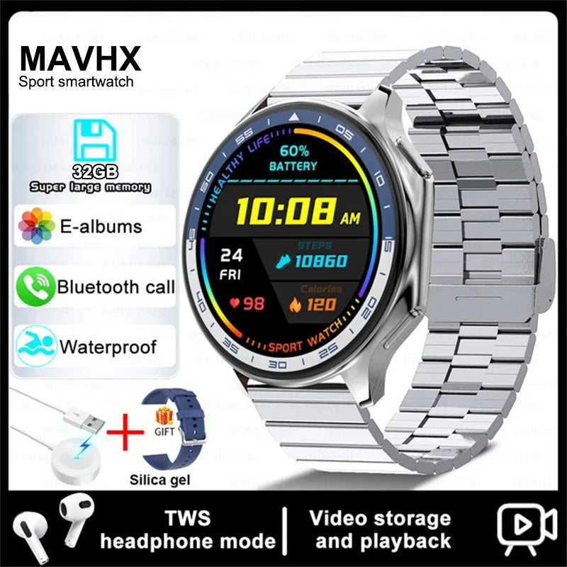 For Huawei Xiaomi New 32G RAM Memory Smart Watch Men 1.43 inch Local Heart Rate Bluetooth Call AMOLED 466*466 HD SmartWatch Man