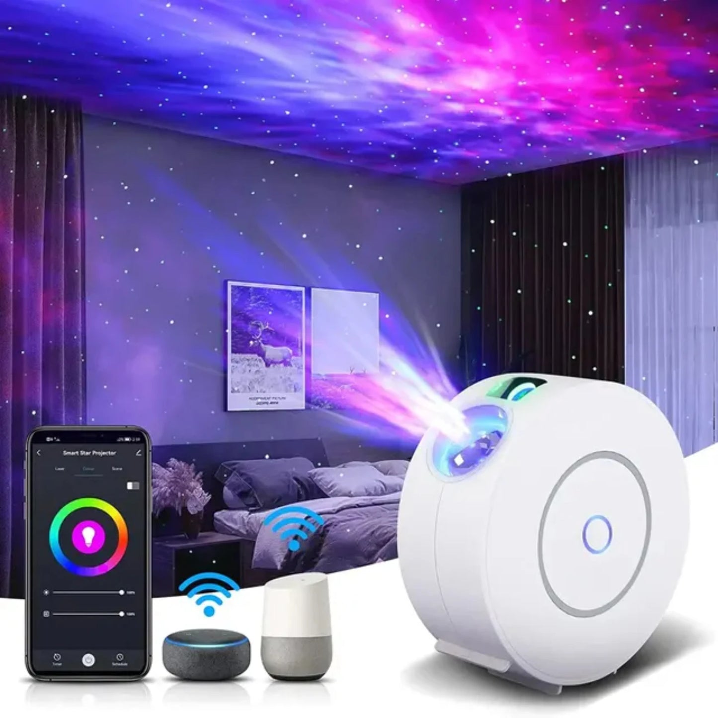 1PC Star Projector,  Projector for Bedroom, Smart APP & Voice Control  Lamp, for Room Decor, Game, Party