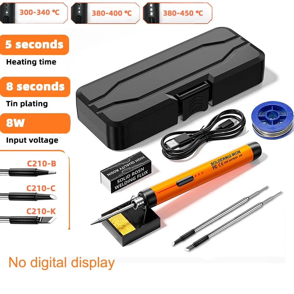 1000mAh USB LED Digital Electric Soldering Iron Kit Mini Cordless Adjustable Temperature 300-450℃ Smart Welding Solder Tool Ts