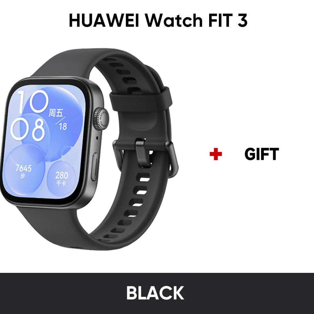 ساعة هواوي الذكية Watch Fit 3، شاشة AMOLED مقاس 1.82 بوصة، تعمل بنظامي التشغيل iOS وAndroid، إصدار سعودي مع ضمان محلي، التوصيل من الرياض