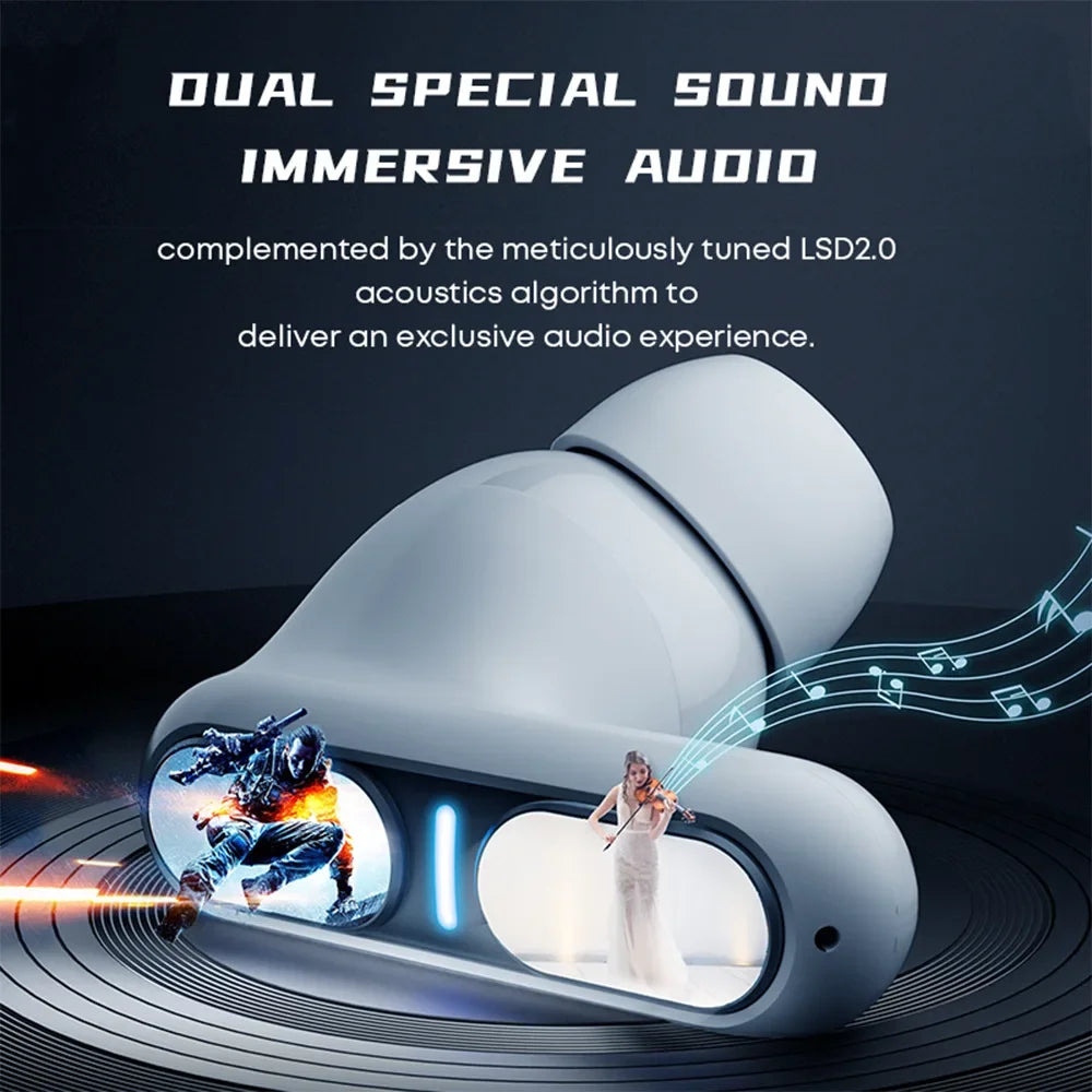 TWS Wireless Earpods Bluetooth 5.3 Wireless Earphones Dual Mode for Game Music ENC Talking Noise Canceling Compatible with IOS