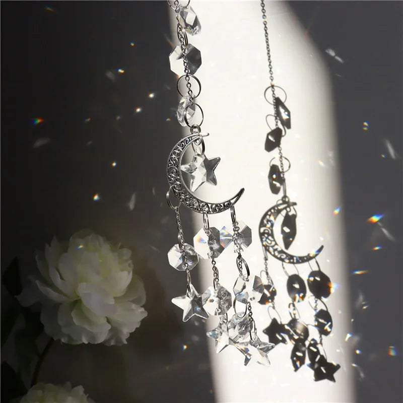 Crystal Rainbow Catcher Glass Light Wind Chimes Outdoor Art Hanging Pendant Home Decor Garden Prism Window Decoration Crafts